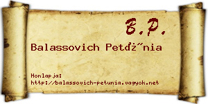 Balassovich Petúnia névjegykártya